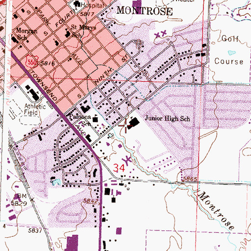 Topographic Map of Columbine Middle School, CO