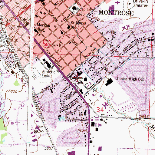Topographic Map of Pomona Elementary School, CO