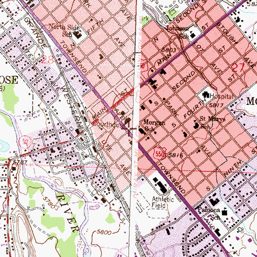 Topographic Map of Morgan School, CO