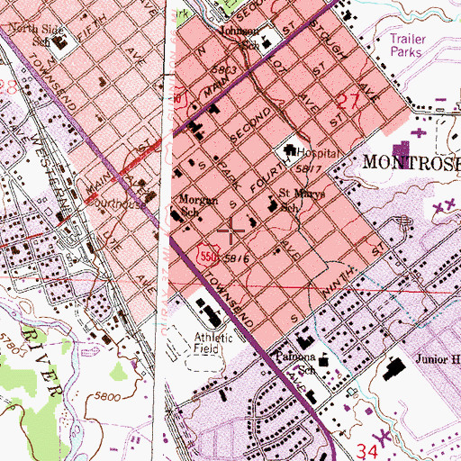 Topographic Map of Montrose Fire Protection District Station 1, CO