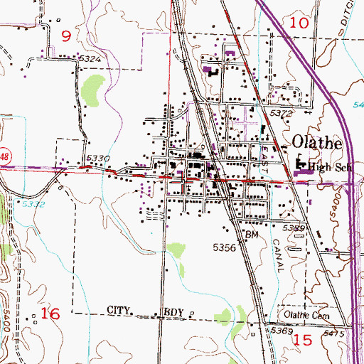 Topographic Map of Olathe City Hall, CO