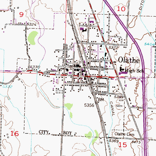 Topographic Map of Olathe Volunteer Fire Department, CO