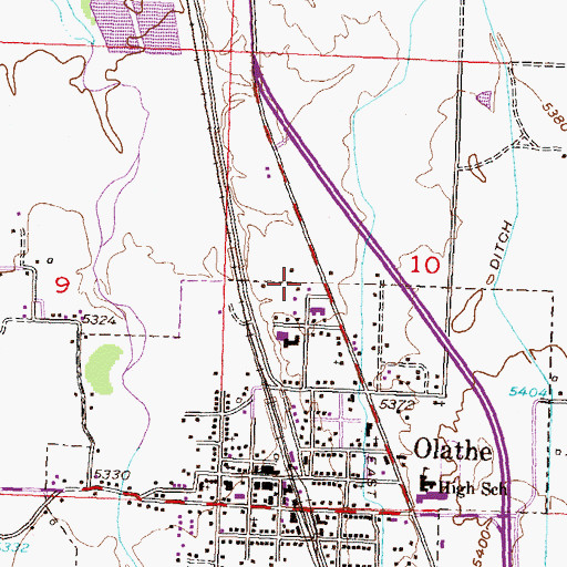 Topographic Map of Olathe Assembly of God, CO