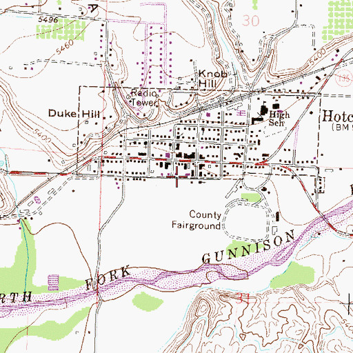 Topographic Map of Hotchkiss-Crawford Historical Museum, CO