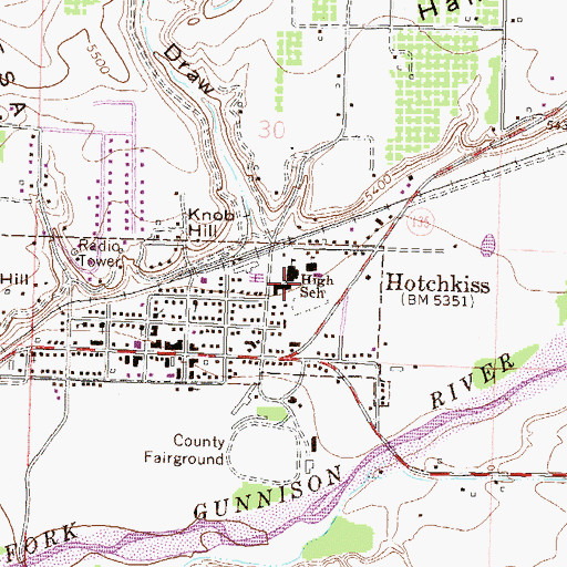 Topographic Map of Hotchkiss Elementary School, CO