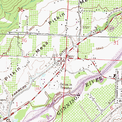 Topographic Map of North Fork Baptist Church, CO