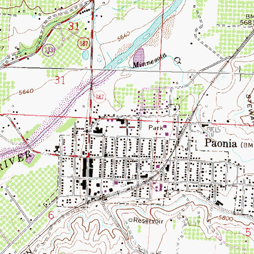 Topographic Map of Paonia Park, CO