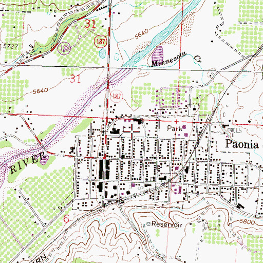 Topographic Map of Paonia Elementary School, CO