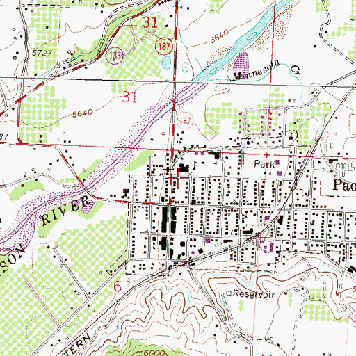 Topographic Map of Paonia Middle School, CO