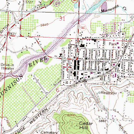 Topographic Map of Paonia Municipal and Community Center, CO