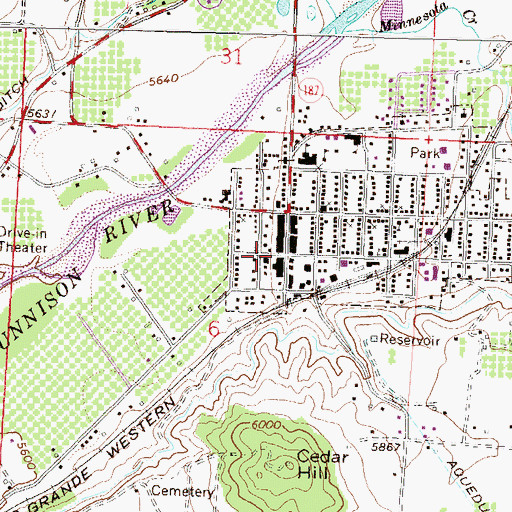 Topographic Map of Paonia Public Library, CO
