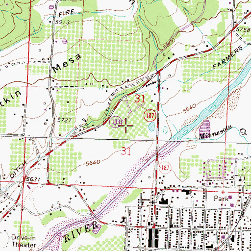 Topographic Map of Paonia High School, CO