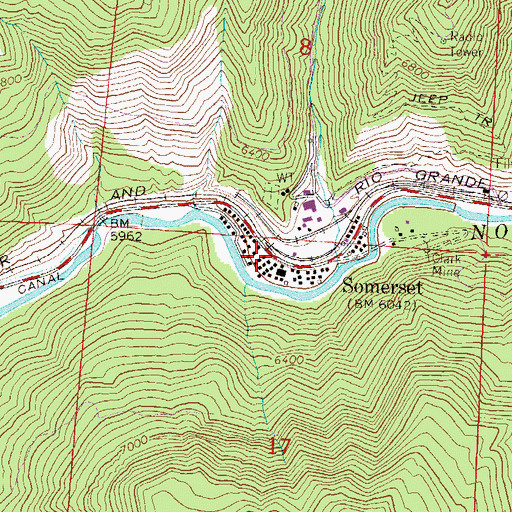 Topographic Map of Somerset Post Office, CO