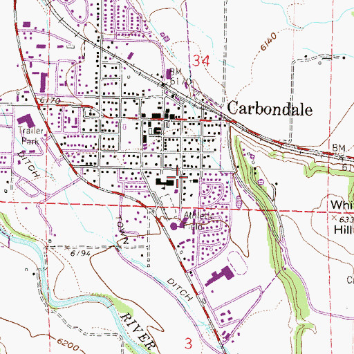 Topographic Map of Carbondale Community United Methodist Church, CO