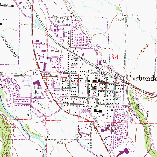 Topographic Map of Carbondale Post Office, CO