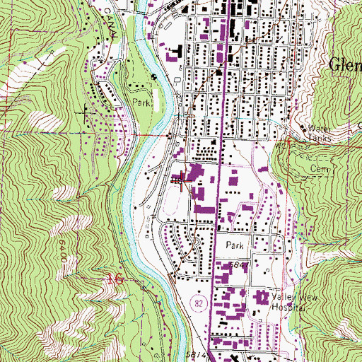 Topographic Map of Glenwood Springs High School, CO