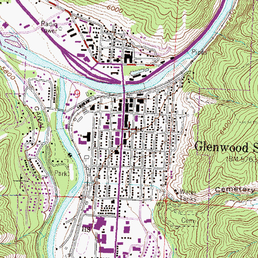 Topographic Map of Glenwood Springs Garfield County Branch Library, CO