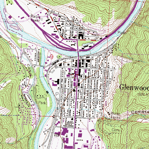Topographic Map of Glenwood Springs Town Hall, CO
