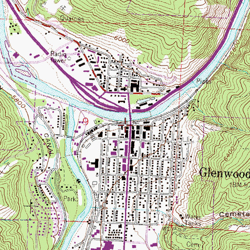 Topographic Map of Glenwood Springs Train Station, CO