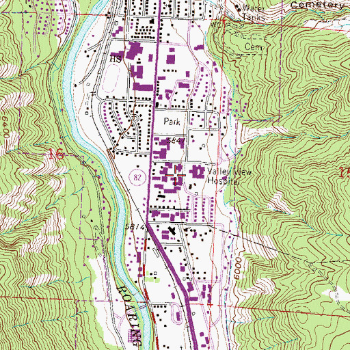 Topographic Map of Valley View Hospital, CO