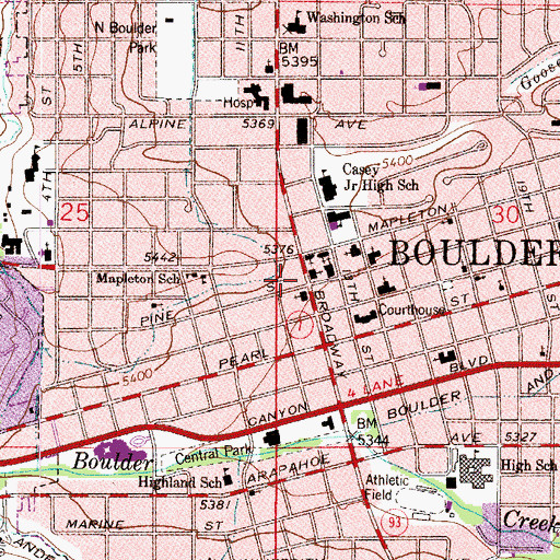 Topographic Map of First Congregational Church, CO
