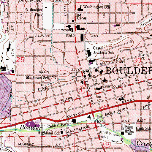 Topographic Map of Trinity Lutheran Church, CO