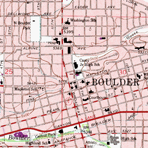 Topographic Map of Sacred Heart of Jesus School, CO
