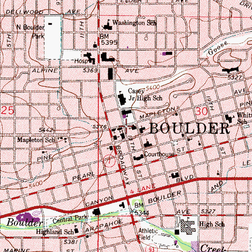 Topographic Map of Sacred Heart of Jesus Parish Center, CO