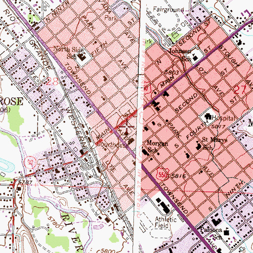 Topographic Map of Montrose City Hall, CO