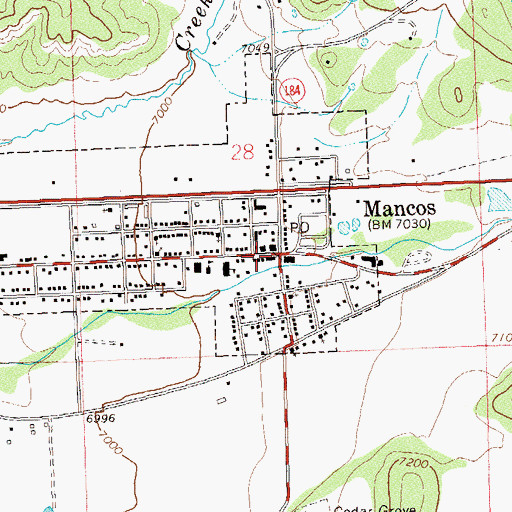 Topographic Map of Mancos Public Library, CO
