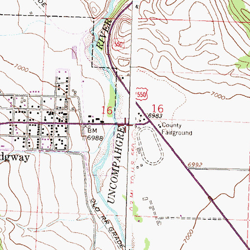Topographic Map of Ouray County Fairgrounds and Rodeo, CO