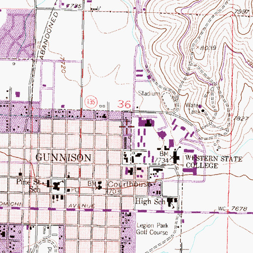 Topographic Map of Paul W Wright Gymnasium, CO
