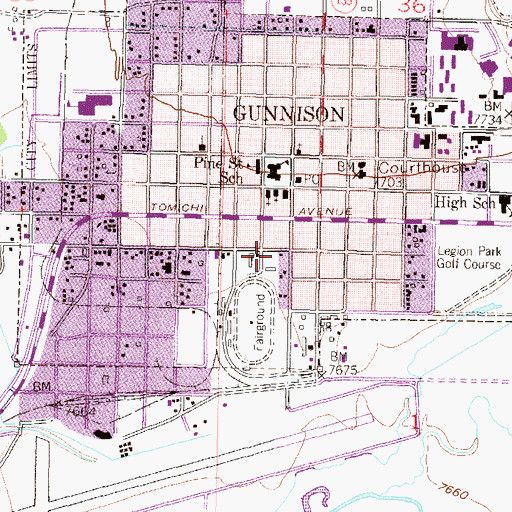 Topographic Map of Gunnison Volunteer Fire Department, CO