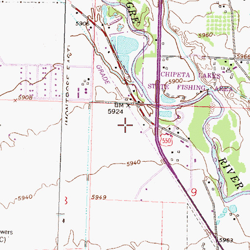 Topographic Map of Chief Ouray Memorial Park, CO