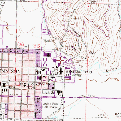 Topographic Map of Tomichi Hall - Health Center, CO