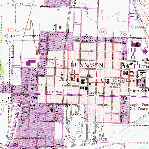 Topographic Map of Gunnison Watershed School District, CO