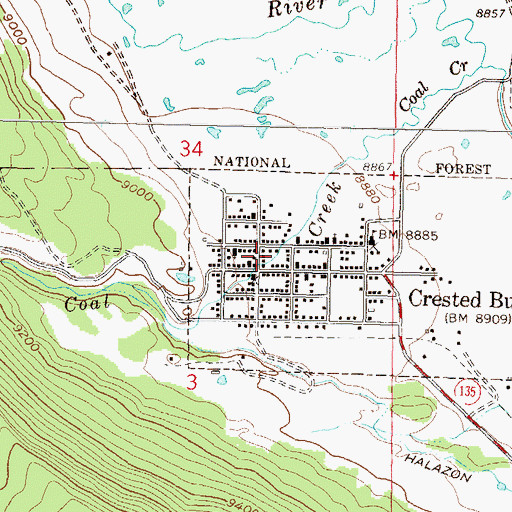 Topographic Map of Crested Butte Town Office, CO