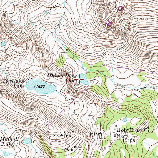 Topographic Map of Hunky Dory Lake, CO