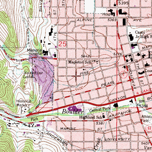 Topographic Map of Boulder Seventh Day Adventist, CO