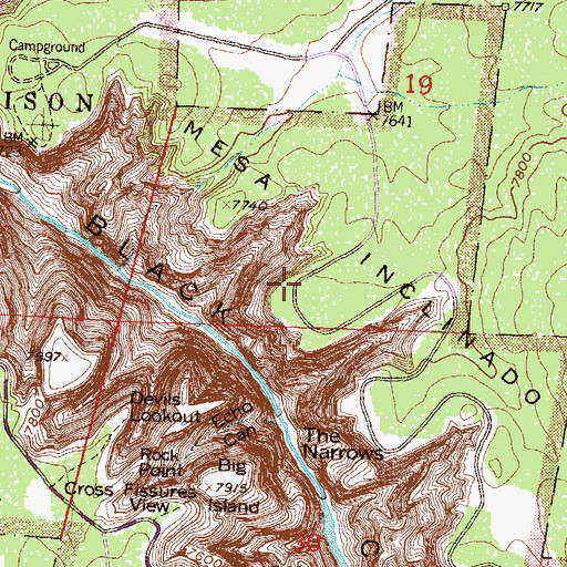 Topographic Map of Narrows View, CO
