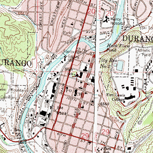 Topographic Map of Durango Big Picture High School, CO