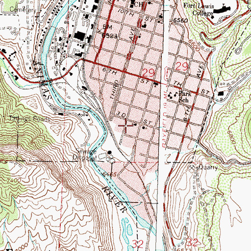 Topographic Map of Sacred Heart Catholic Church, CO