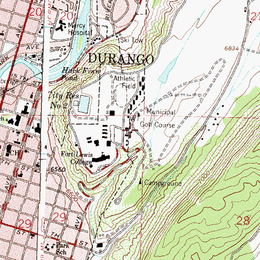 Topographic Map of Dan Noble Hall, CO