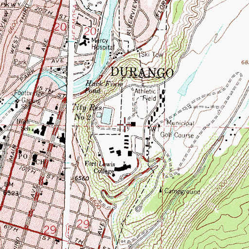 Topographic Map of Fort Lewis College Field House, CO