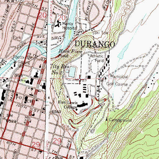 Topographic Map of Fort Lewis College Natorium, CO