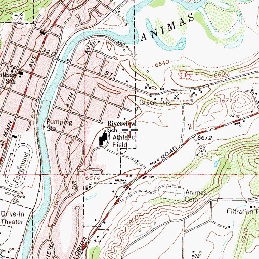 Topographic Map of First United Methodist Church, CO