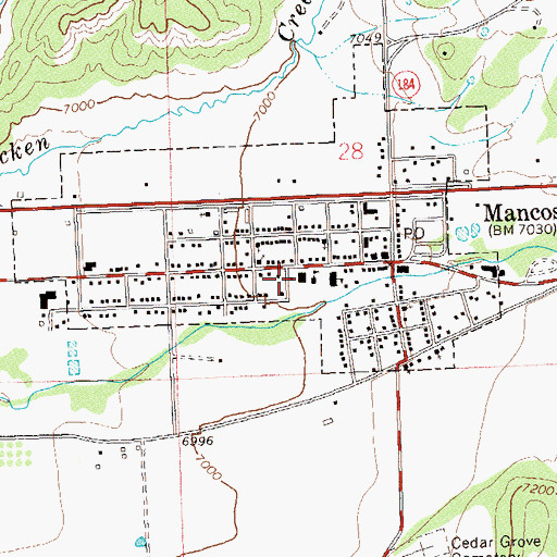 Topographic Map of Mancos High School, CO