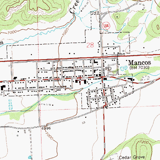 Topographic Map of Mancos Elementary School, CO