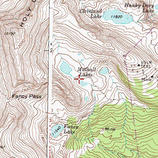 Topographic Map of Mulhall Lakes, CO