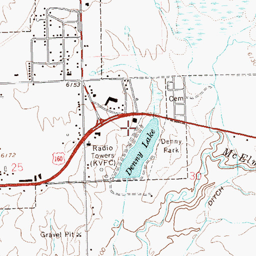 Topographic Map of Denny Lake Park, CO